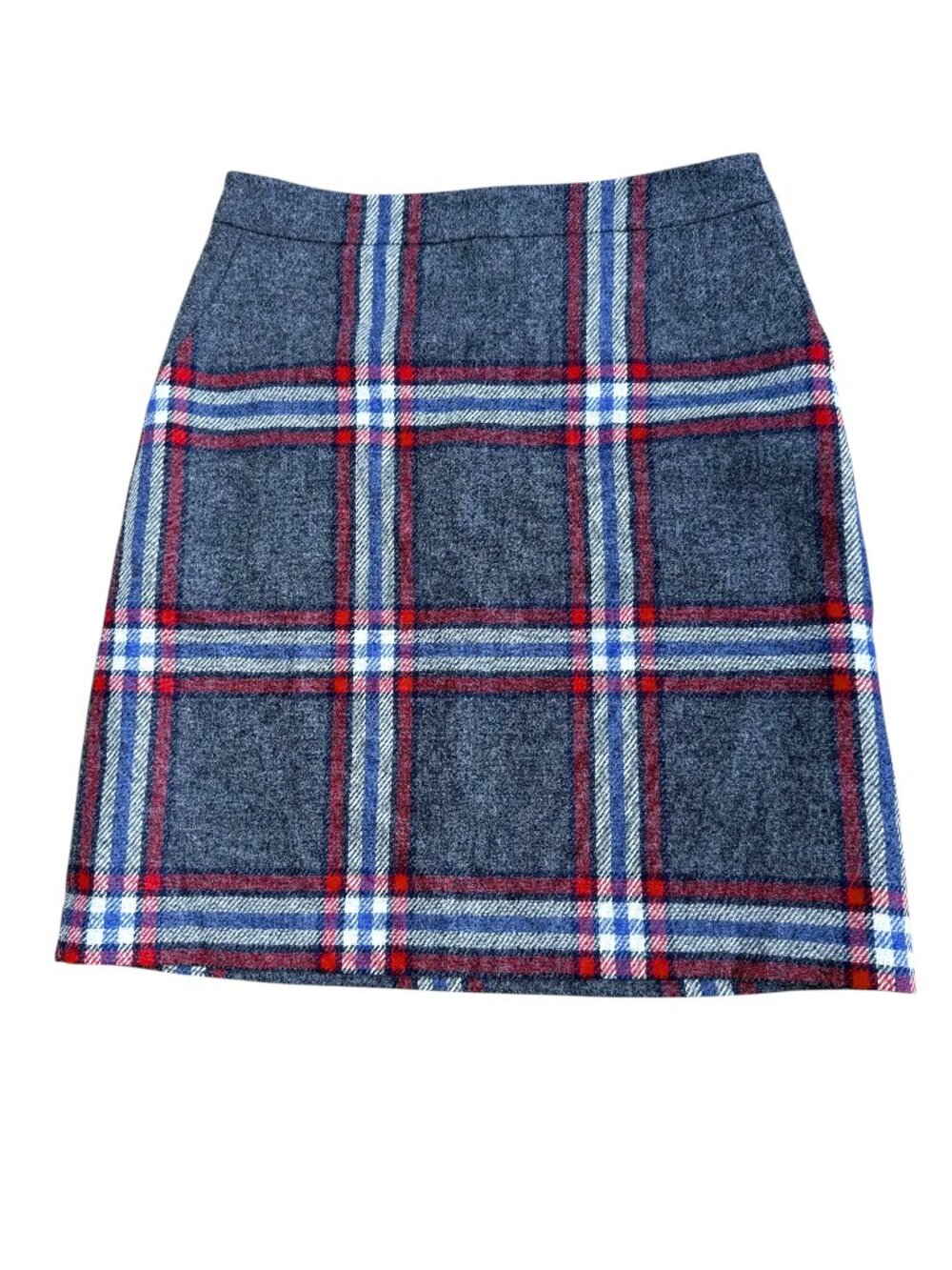Boden Wool Skirt Gray Blue Plaid British Tweed Heritage A-Line Long (6L) NWT